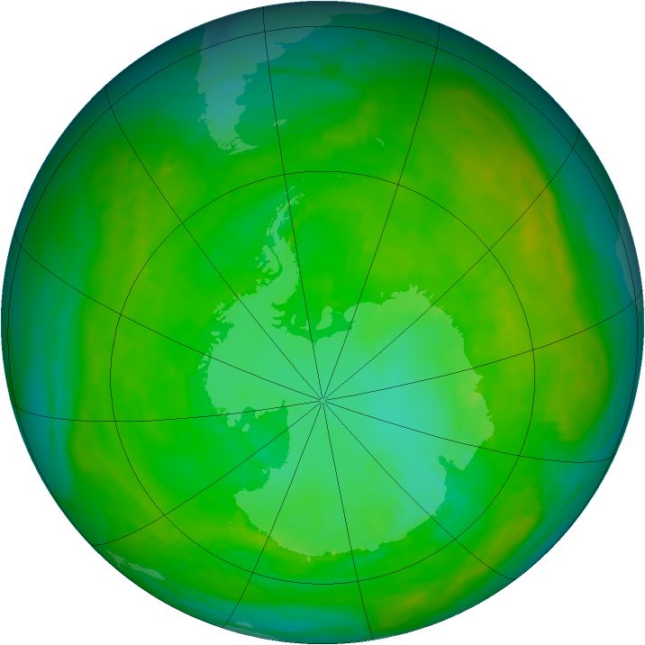 Antarctic ozone map for 28 December 1982